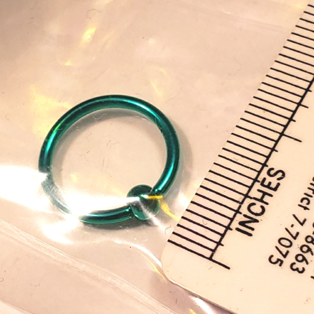 NWOT, 16g, Green, Unisex, BCR Ball Captive Hoop Earring